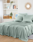 BBxFLSxSG_Lifestyle_PDP_Hero_sea-green-bamboo-flat-sheet-pillowcases-fitted-sheets