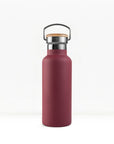 bambaw stainless steel water bottle insulated in red colour 500ml on white background