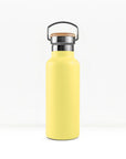 bambaw stainless steel water bottle insulated in yellow colour 750ml on white background