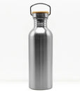 bambaw stainless steel water bottle non insulated in steel colour 750ml on white background
