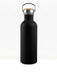 bambaw stainless steel water bottle non insulated in black colour 750ml on white background