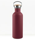 bambaw stainless steel water bottle non insulated in red colour 750ml on white background