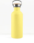bambaw stainless steel water bottle non insulated in yellow colour 1l on white background