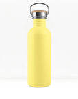 bambaw stainless steel water bottle non insulated in yellow colour 750ml on white background