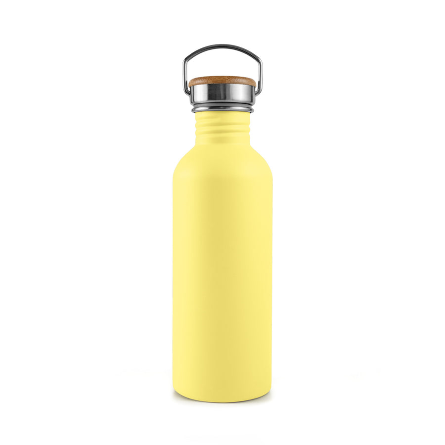 Trinkflasche Edelstahl mit Bambusdeckel Leuchtturm Düne Outdoor mit Namen -  Zero Waste