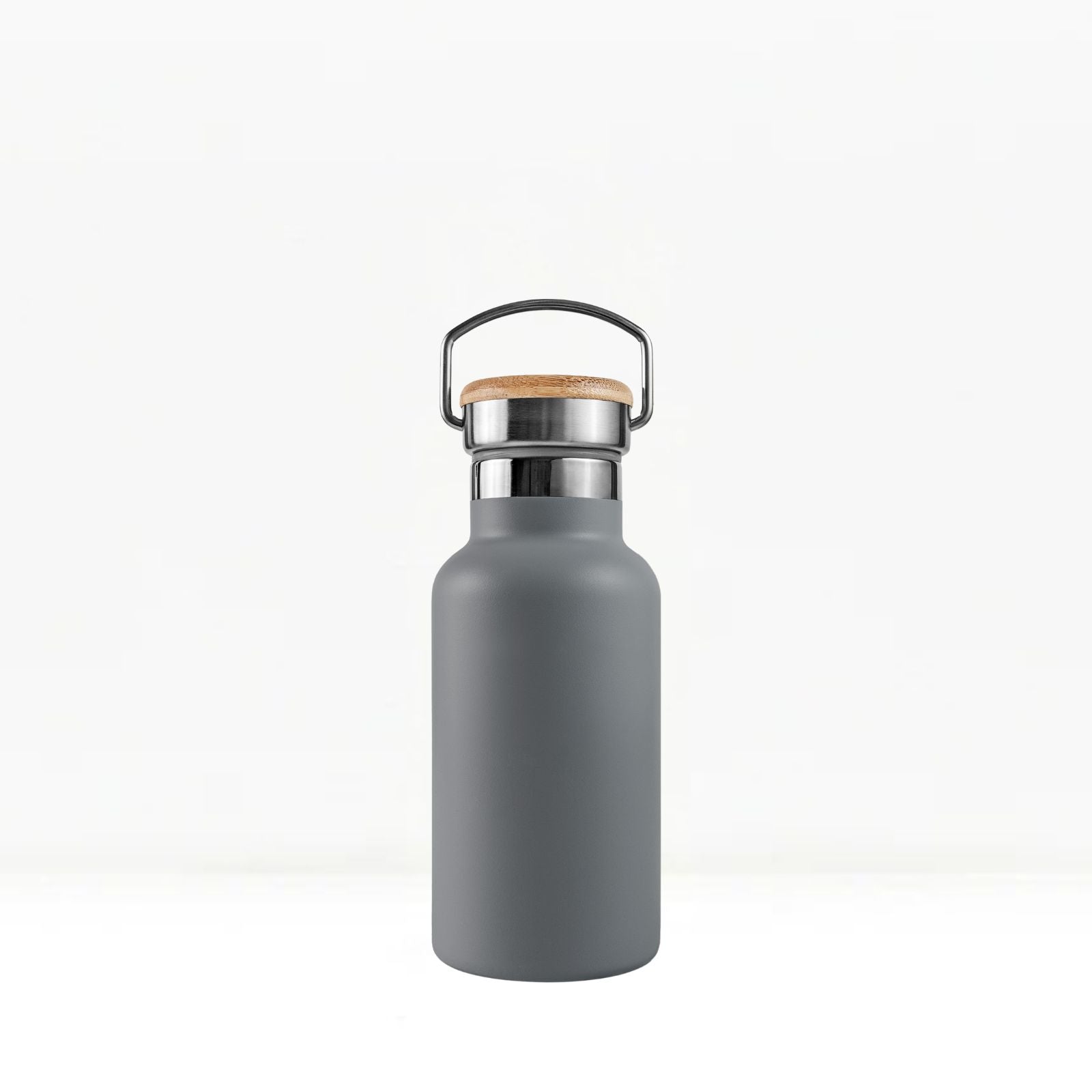 bambaw stainless steel water bottle insulated in grey colour 350ml on white background