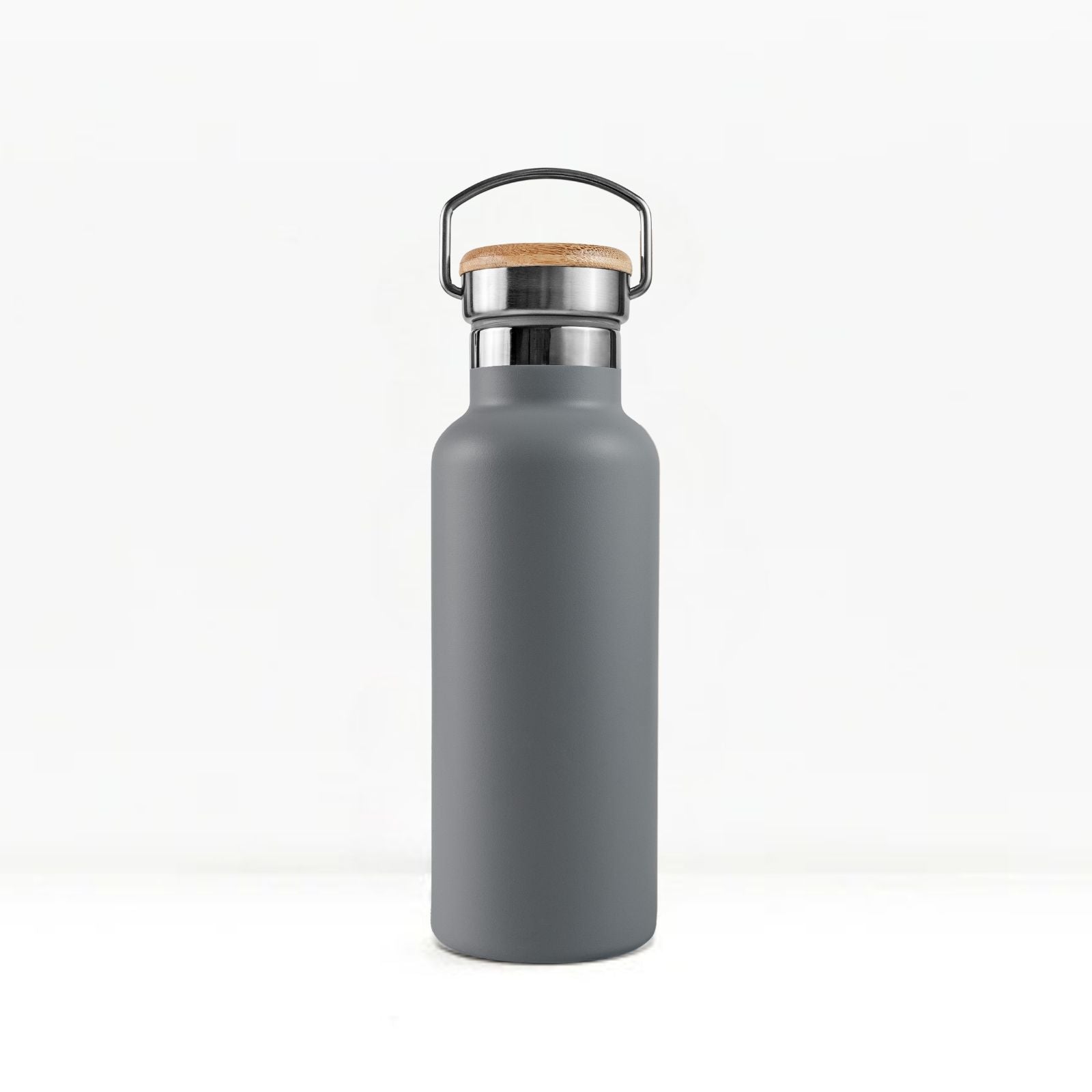 bambaw stainless steel water bottle insulated in grey colour 750ml on white background