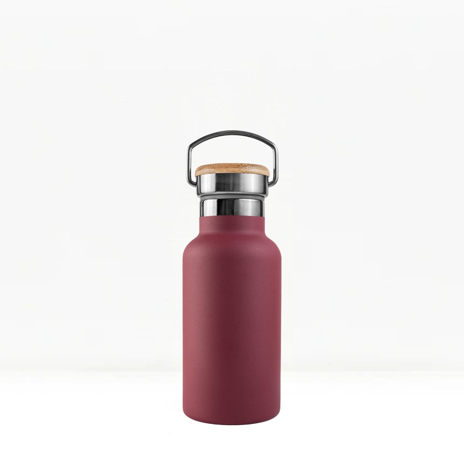 bambaw stainless steel water bottle insulated in red colour 350ml on white background