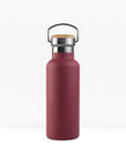 bambaw stainless steel water bottle insulated in red colour 750ml on white background