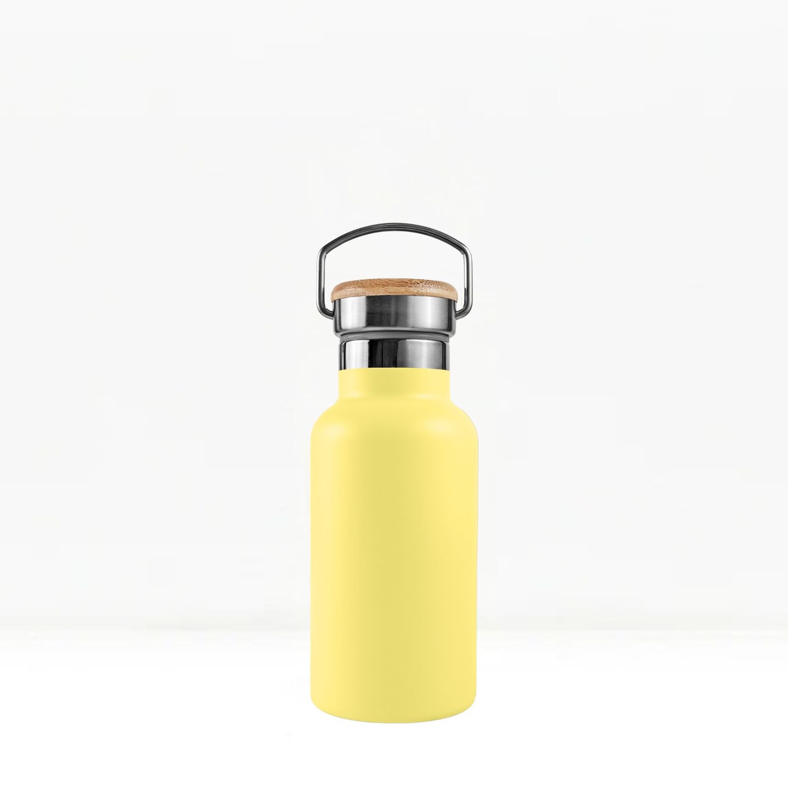 bambaw stainless steel water bottle insulated in yellow colour 350ml on white background