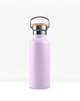 bambaw stainless steel water bottle insulated in lavender colour 500ml on white background