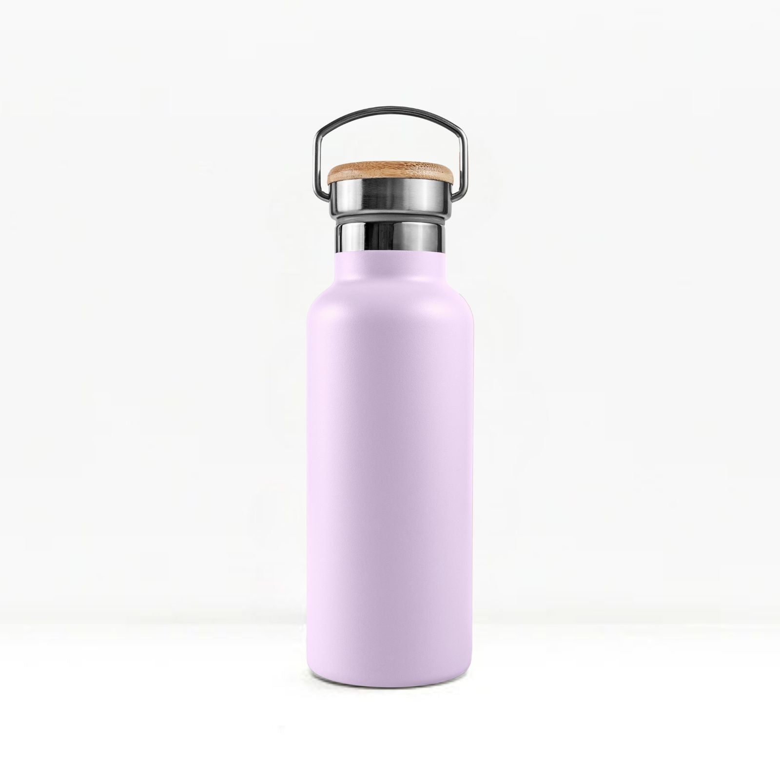 bambaw stainless steel water bottle insulated in lavender colour 750ml on white background
