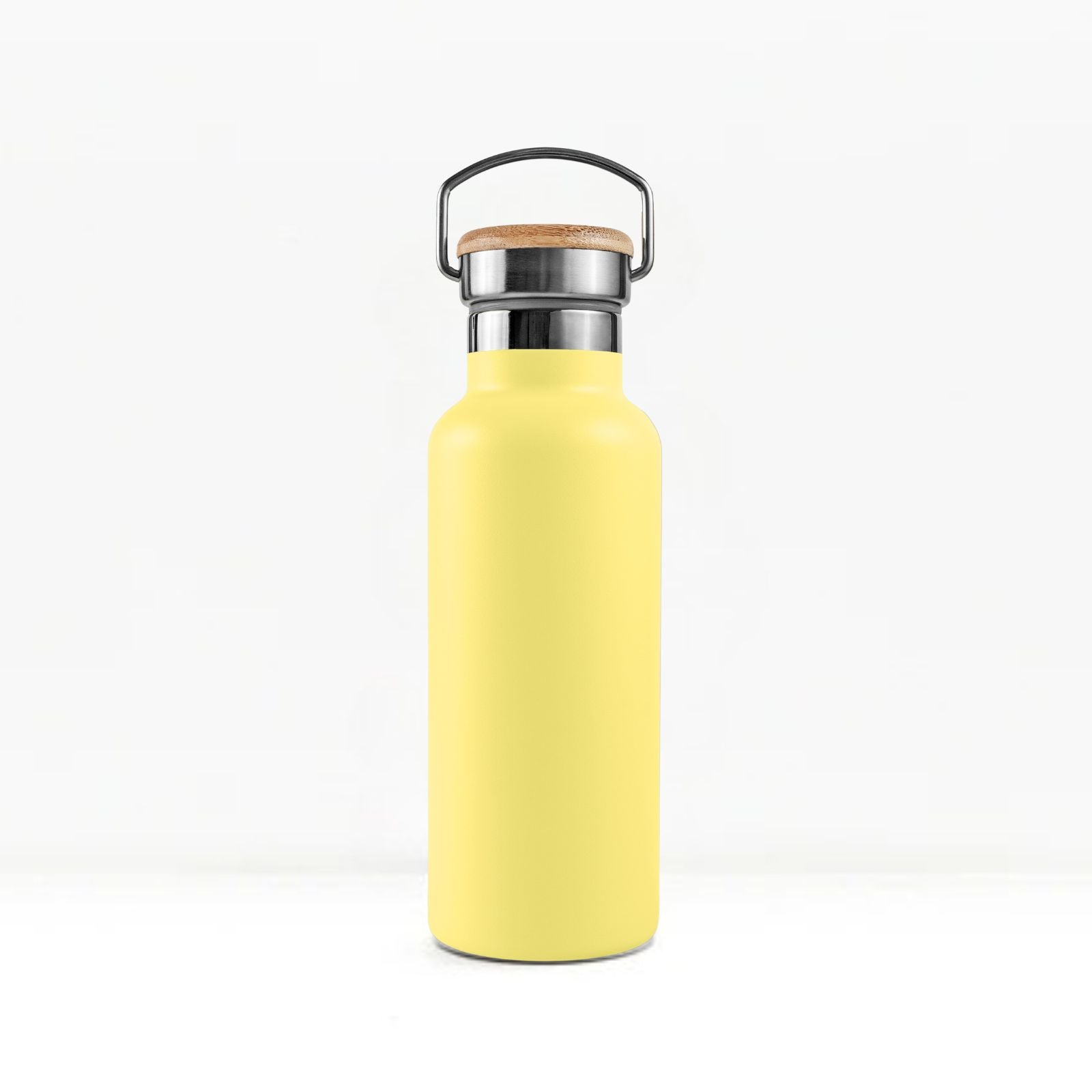 bambaw stainless steel water bottle insulated in yellow colour 750ml on white background