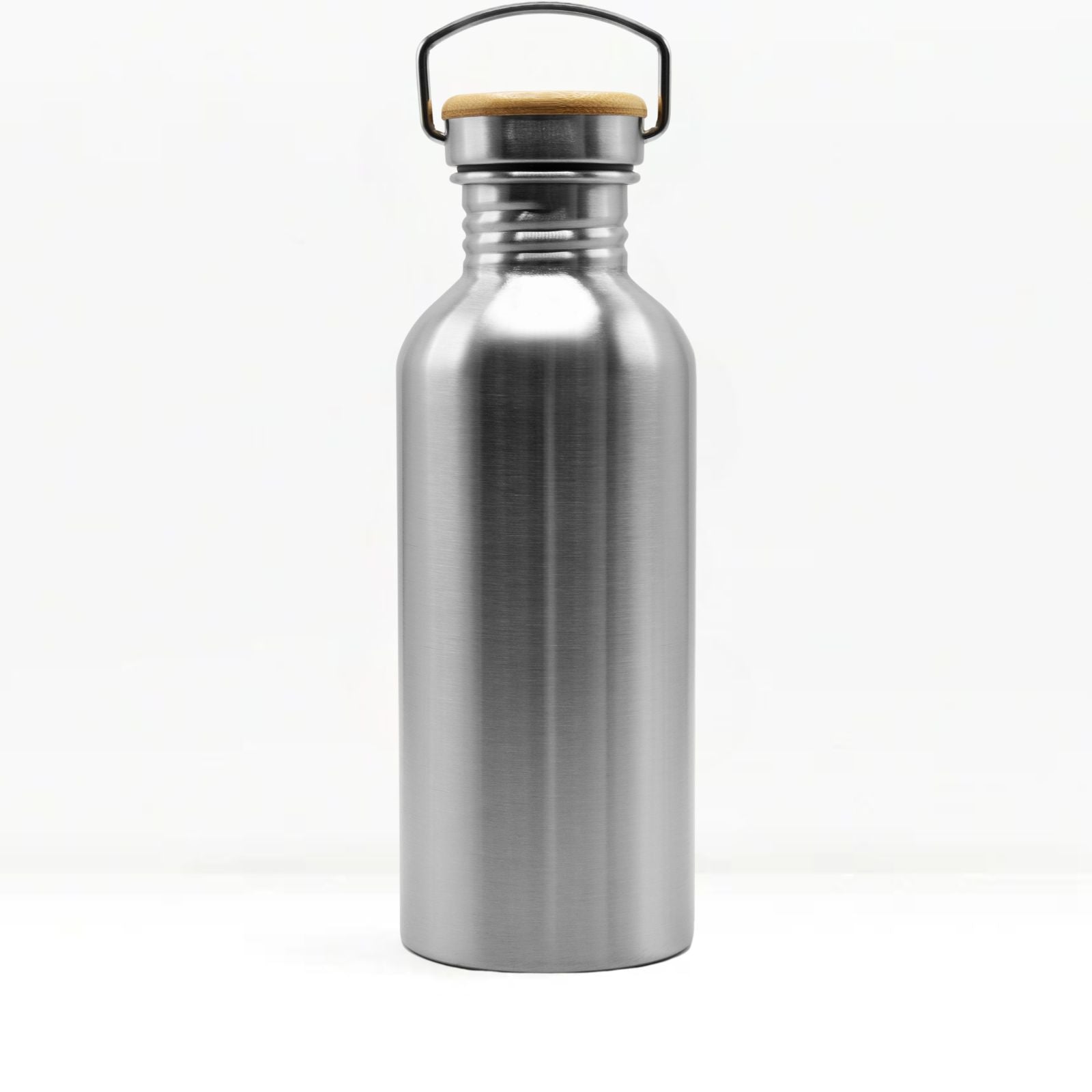 bambaw stainless steel water bottle non insulated in steel colour 1l on white background