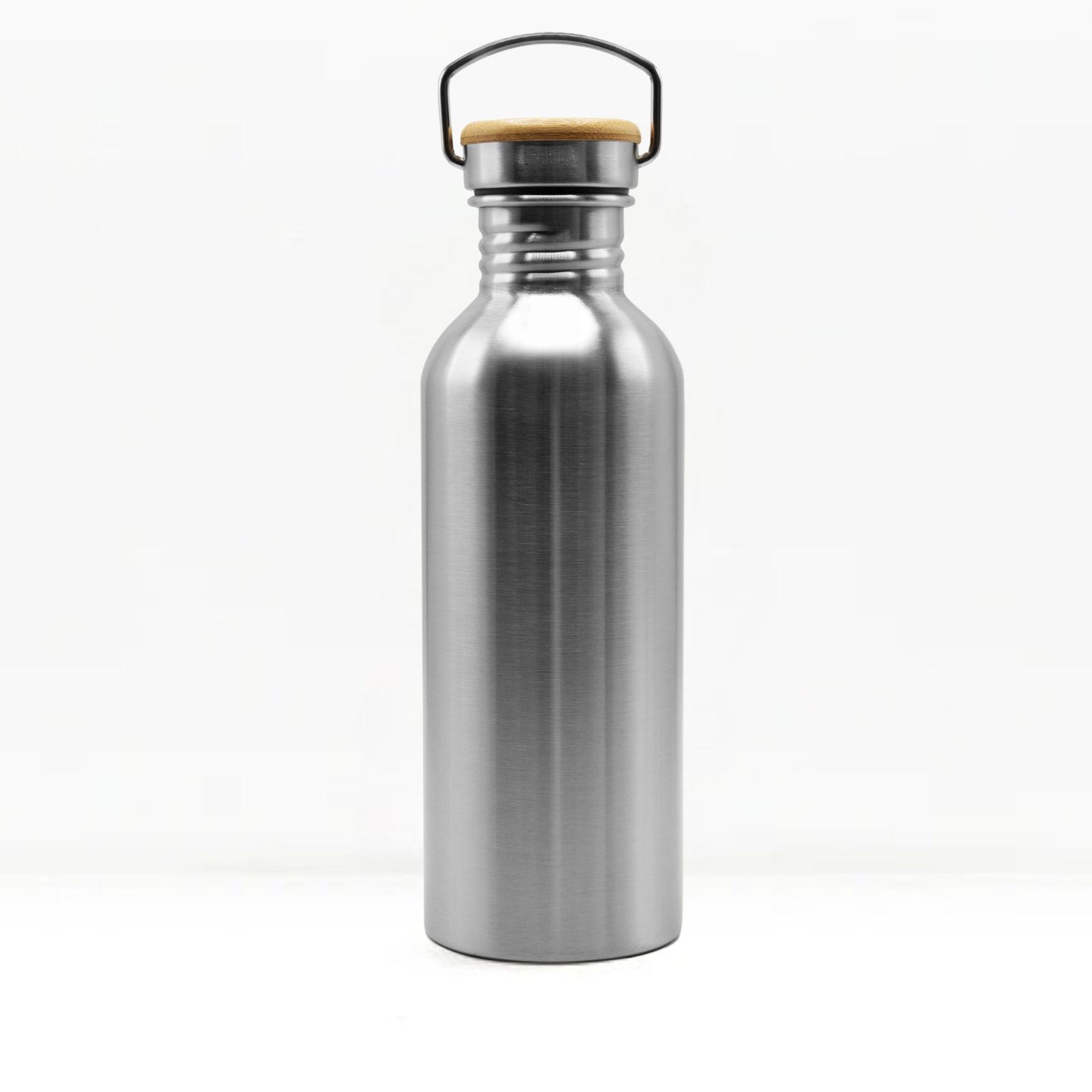 bambaw stainless steel water bottle non insulated in steel colour 750ml on white background