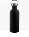 bambaw stainless steel water bottle non insulated in black colour 1l on white background