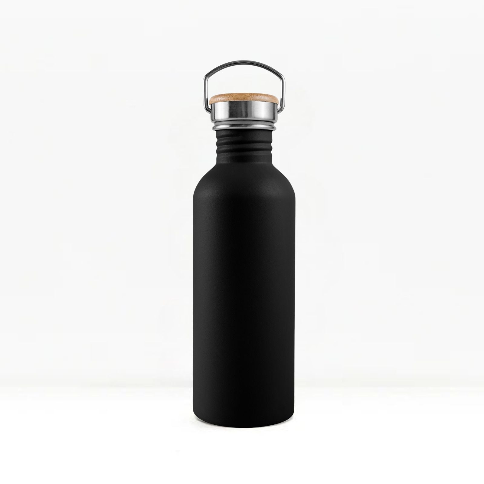 bambaw stainless steel water bottle non-insulated in black colour 500ml on white background