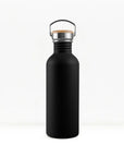 bambaw stainless steel water bottle non-insulated in black colour 500ml on white background
