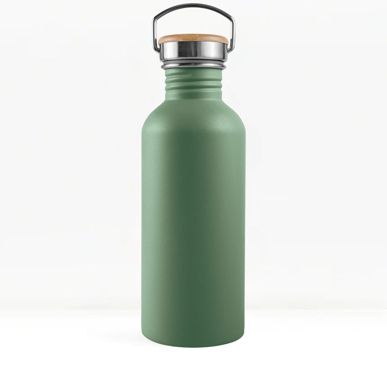 bambaw stainless steel water bottle non insulated in green colour 1l on white background