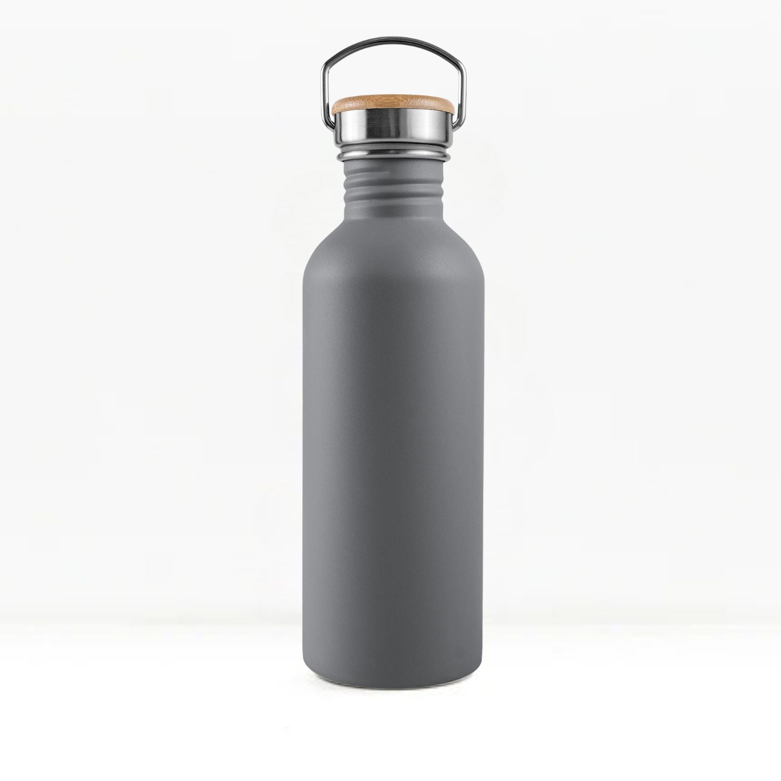 bambaw stainless steel water bottle non insulated in grey colour 750ml on white background
