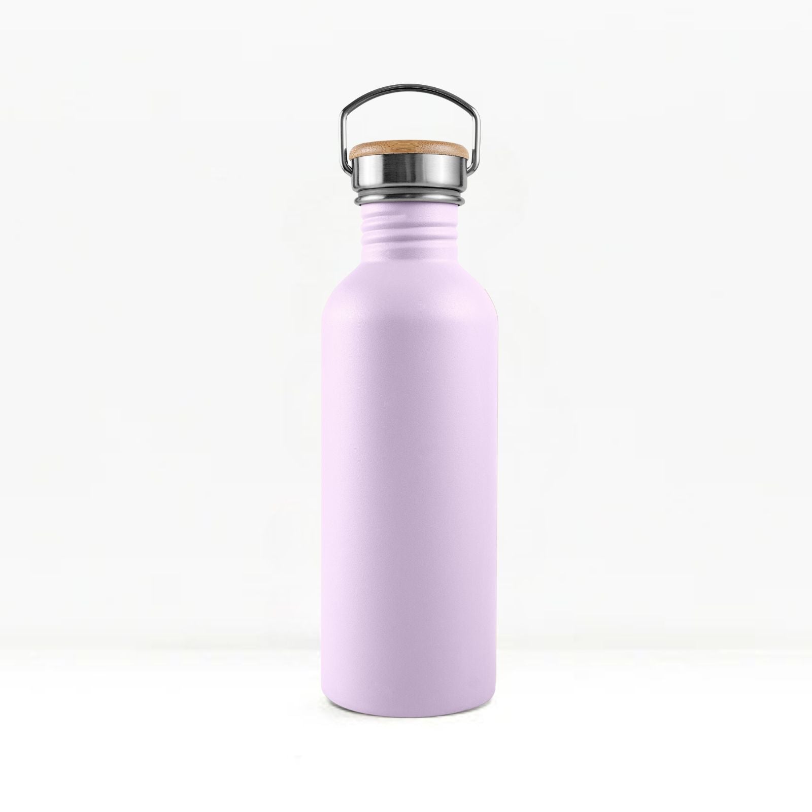 bambaw stainless steel water bottle non-insulated in lavender colour 500ml on white background