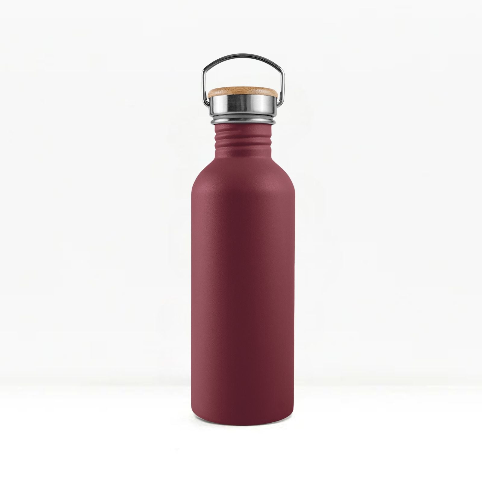 bambaw stainless steel water bottle non-insulated in red colour 500ml on white background