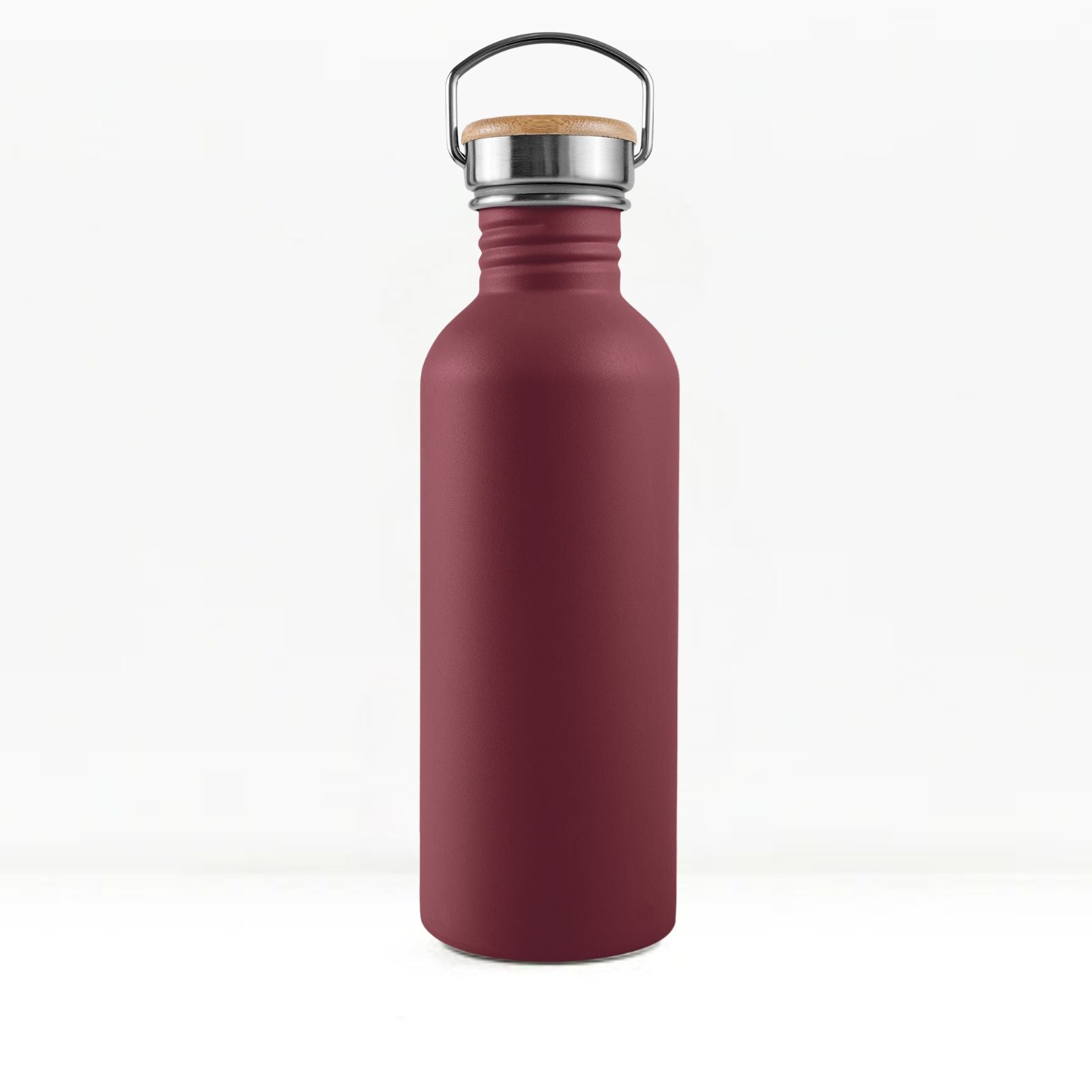 bambaw stainless steel water bottle non insulated in red colour 750ml on white background