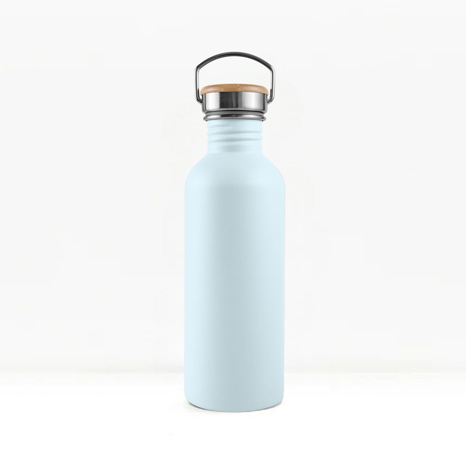 bambaw stainless steel water bottle non-insulated in ice blue colour 500ml on white background
