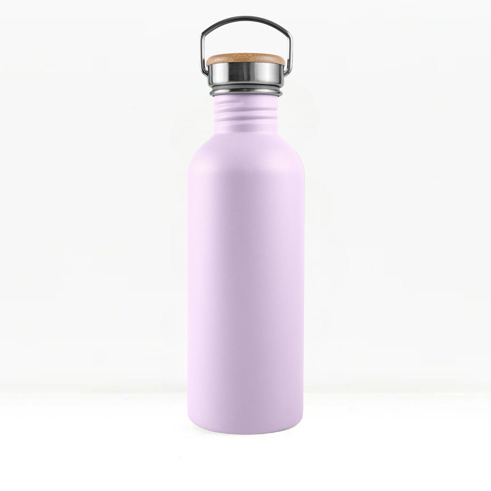 bambaw stainless steel water bottle non insulated in lavender colour 750ml on white background