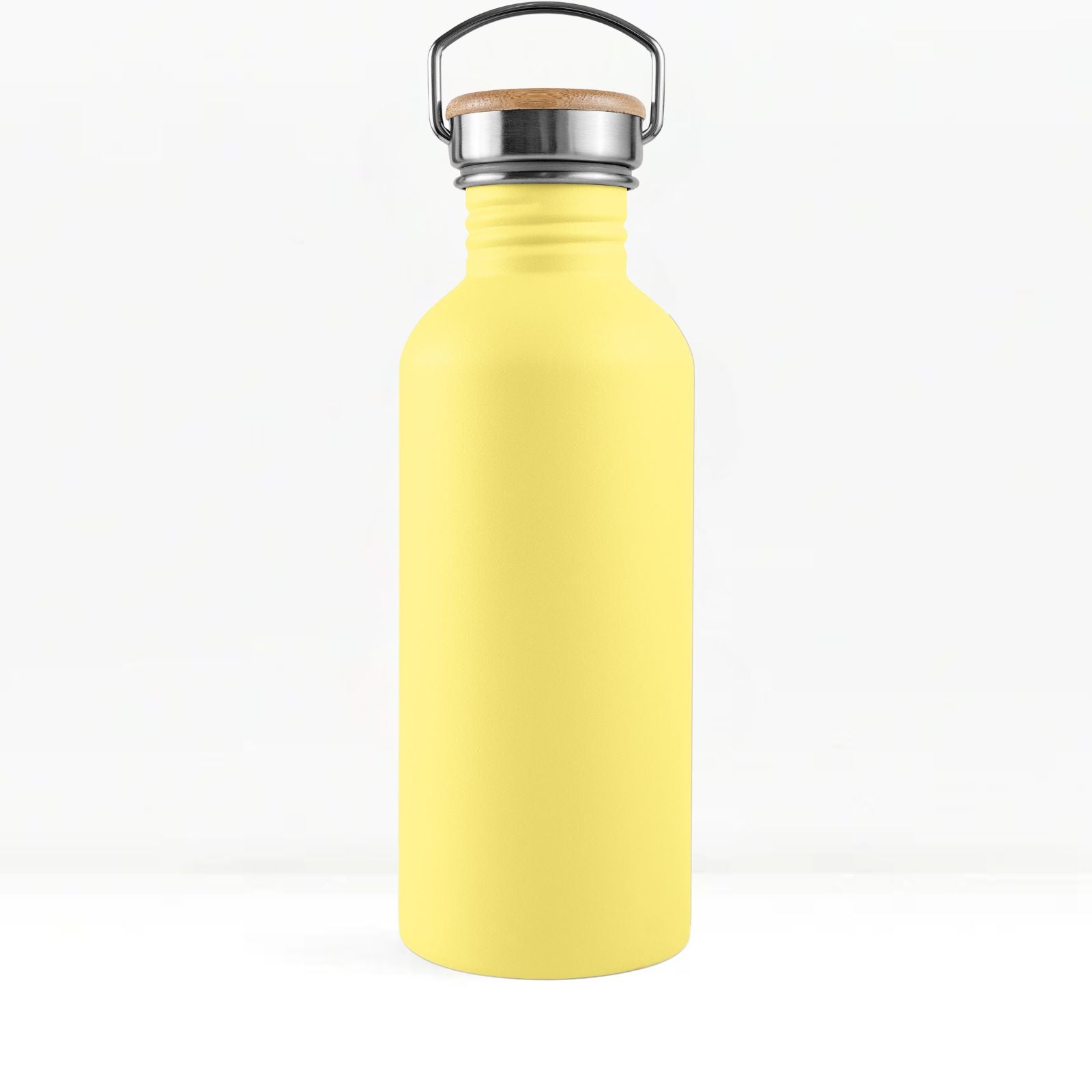 bambaw stainless steel water bottle non insulated in yellow colour 1l on white background