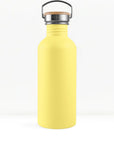 bambaw stainless steel water bottle non insulated in yellow colour 1l on white background