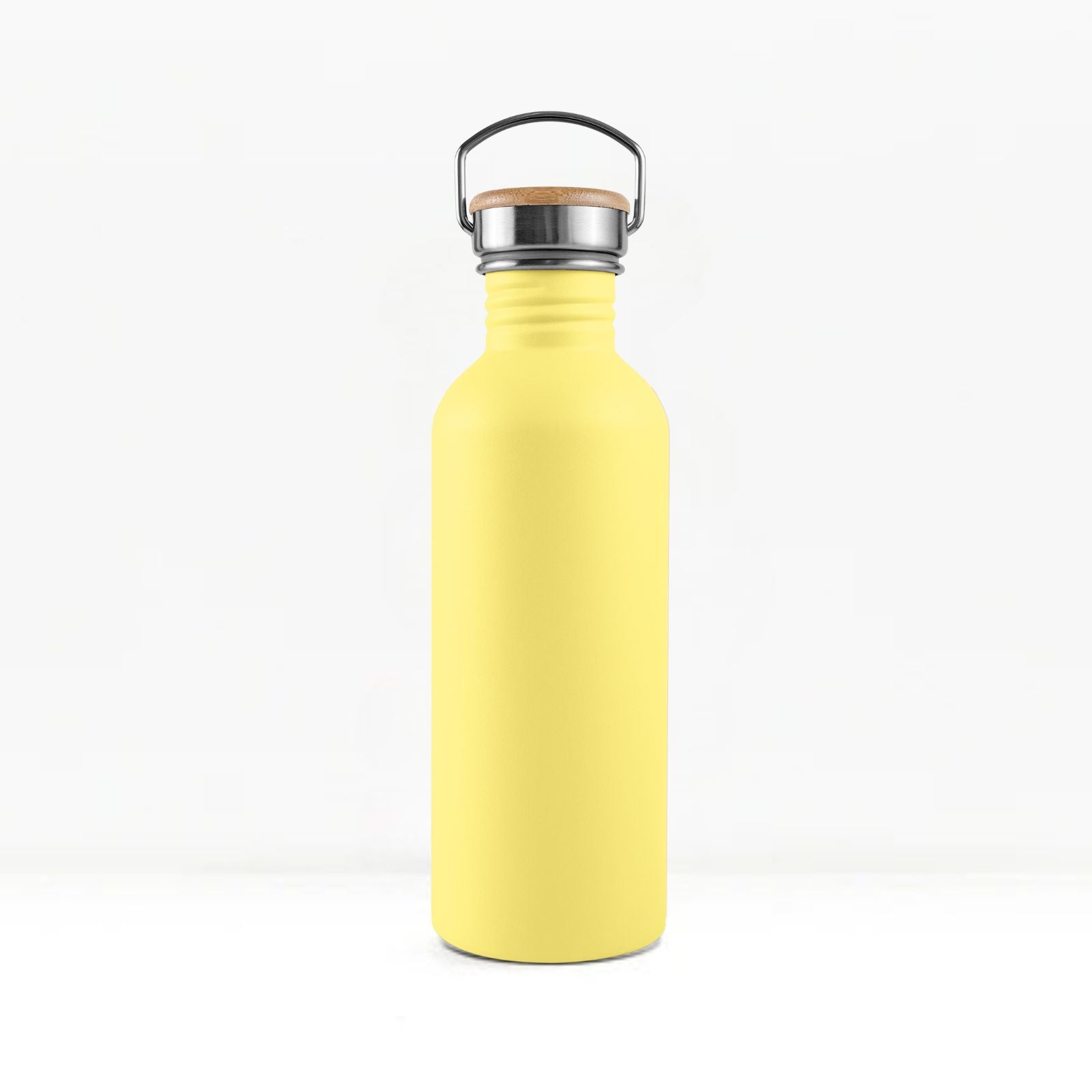 bambaw stainless steel water bottle non-insulated in yellow colour 500ml on white background