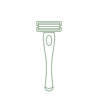 Outline of a cartridge razor on a white background
