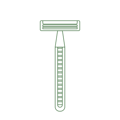 Line drawing of a plasticrazor on a white background