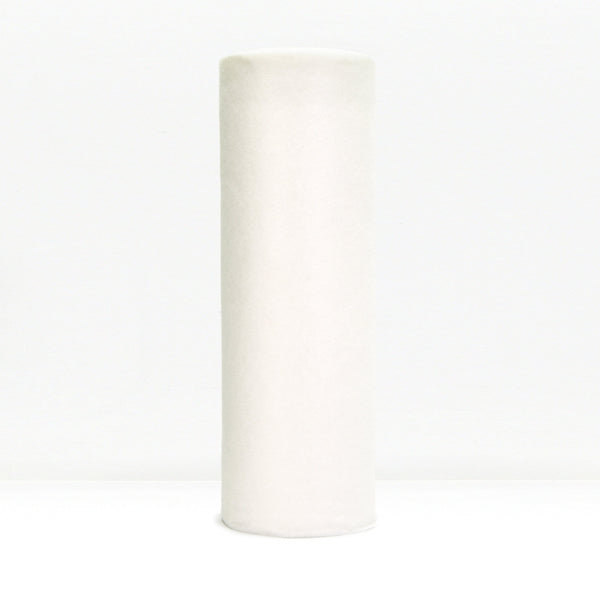 White reusable paper towel roll standing upright against a light background